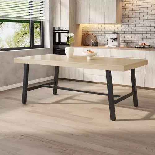 71 In Dining Table for 6-10,Modern Farmhouse Rectangular Kitchen Table,with Adjustable Feet & Sturdy Metal Framefor,Dining Room,Living Room,No Chair