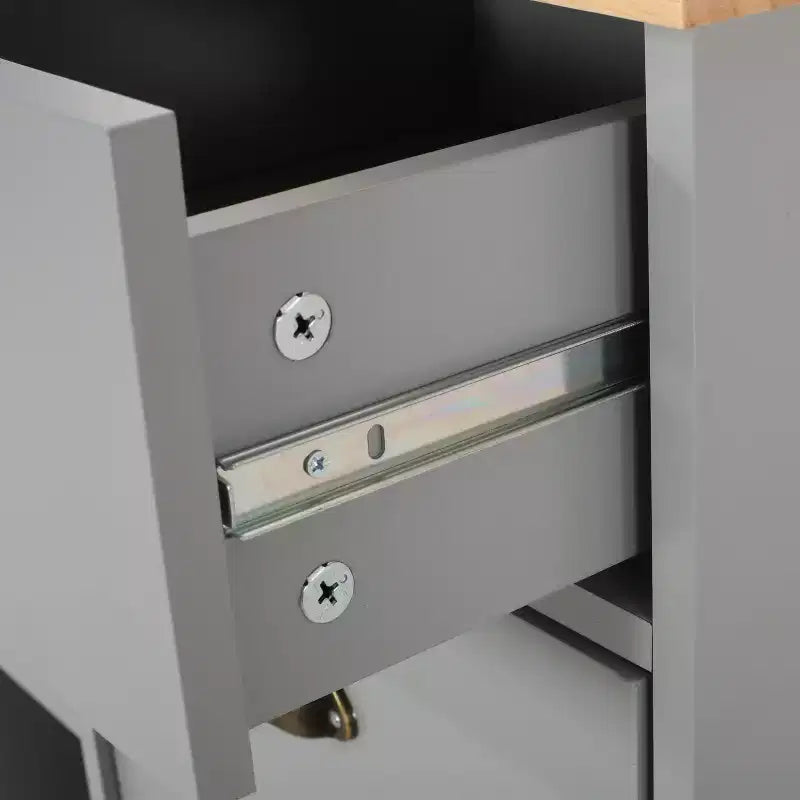 Okak Kitchen Island Table with Storage, Kitchen Island On Wheels with Worktop, Cabinet and Drawers, Kitchen Cart for Kitchen, Dining Room