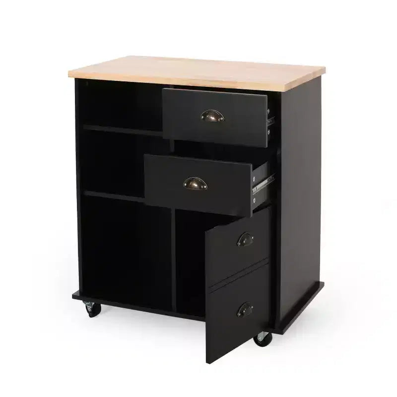 Okak Kitchen Island Table with Storage, Kitchen Island On Wheels with Worktop, Cabinet and Drawers, Kitchen Cart for Kitchen, Dining Room