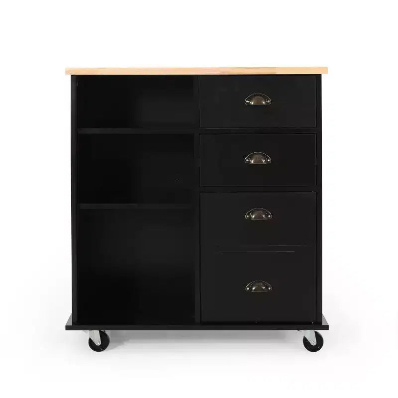 Okak Kitchen Island Table with Storage, Kitchen Island On Wheels with Worktop, Cabinet and Drawers, Kitchen Cart for Kitchen, Dining Room