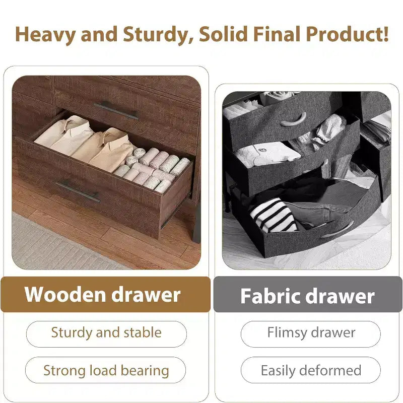 7 Dresser for Bedroom, Freestanding 52-inch Wide Drawer Dressing Table with Storage Space, Wooden Wardrobe Storage Cabinet for Living Room, Entryway