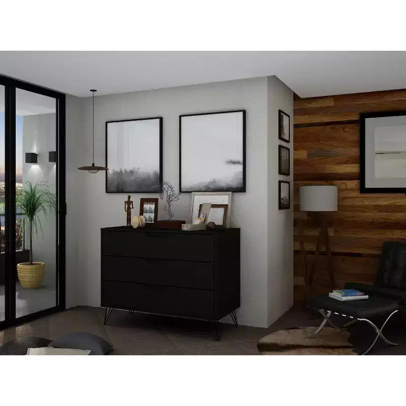 Rockefeller 35 Dresser in Black (3-Drawer)