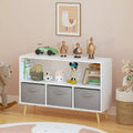 JVNOXK-35.4 in Kids bookcase with Collapsible Fabric Drawers, Children's Book Display, Toy Storage Cabinet Organizer, White/Gray