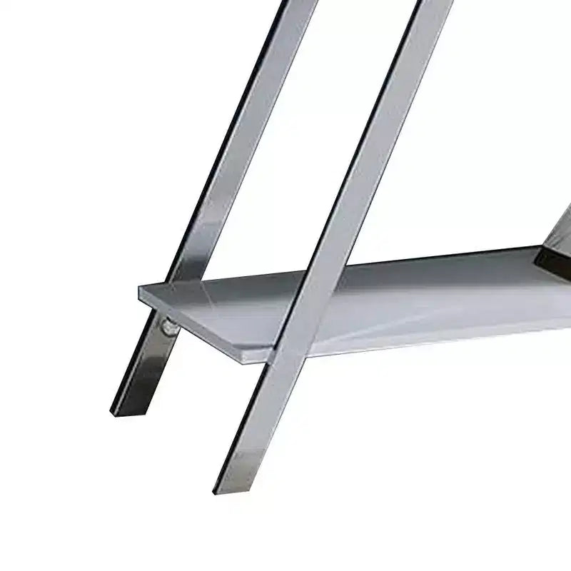Royal Hampton 48 Inch Sofa Table, Open Shelf, Chrome Frame, High Gloss White Finish