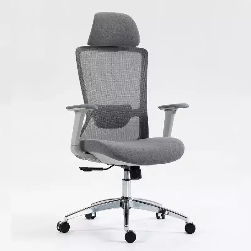 Homy Casa Ergonomic Mesh Executive Office Chair with Adjustable Headrest, 120 Recline and 360 Swivel Chrome Base, Gray