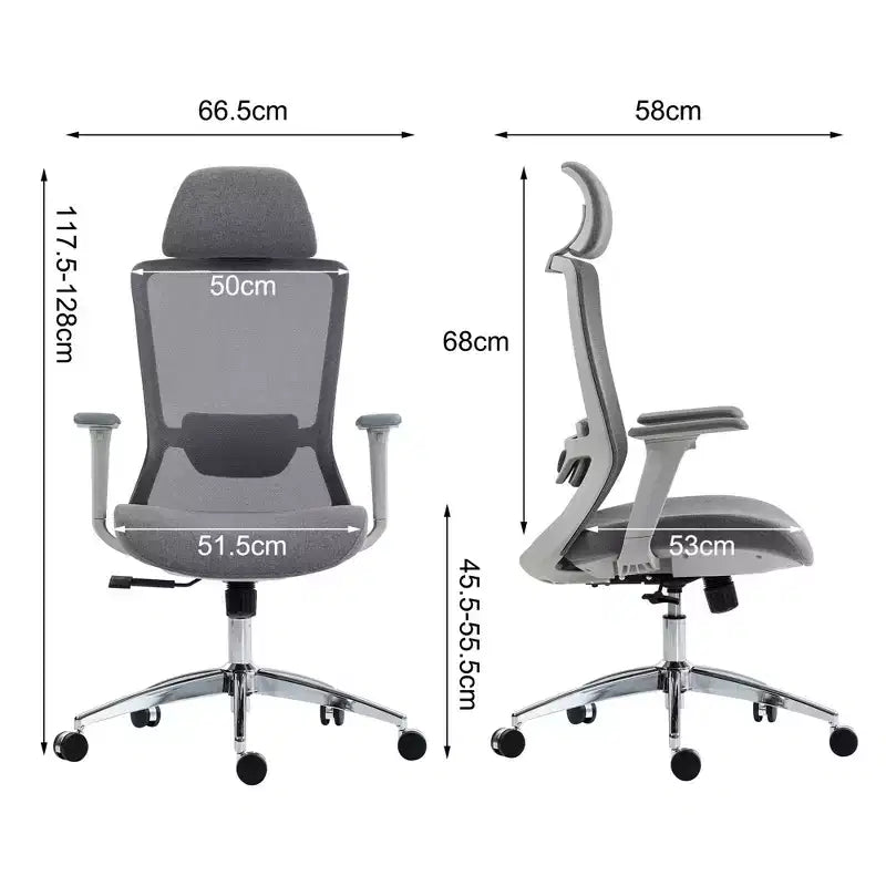 Homy Casa Ergonomic Mesh Executive Office Chair with Adjustable Headrest, 120 Recline and 360 Swivel Chrome Base, Gray