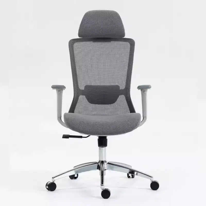 Homy Casa Ergonomic Mesh Executive Office Chair with Adjustable Headrest, 120 Recline and 360 Swivel Chrome Base, Gray