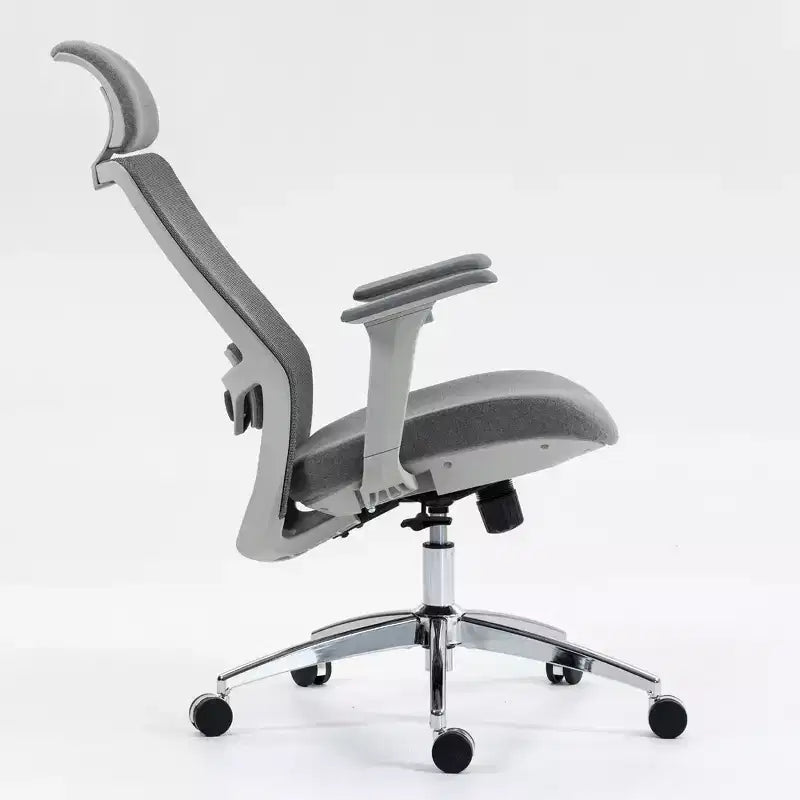 Homy Casa Ergonomic Mesh Executive Office Chair with Adjustable Headrest, 120 Recline and 360 Swivel Chrome Base, Gray