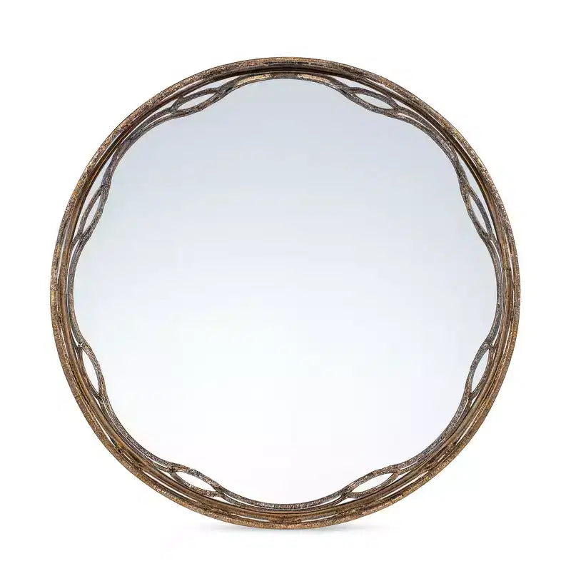 HomeRoots Set of Two Gold Round Ornate Framed Accent Mirrors