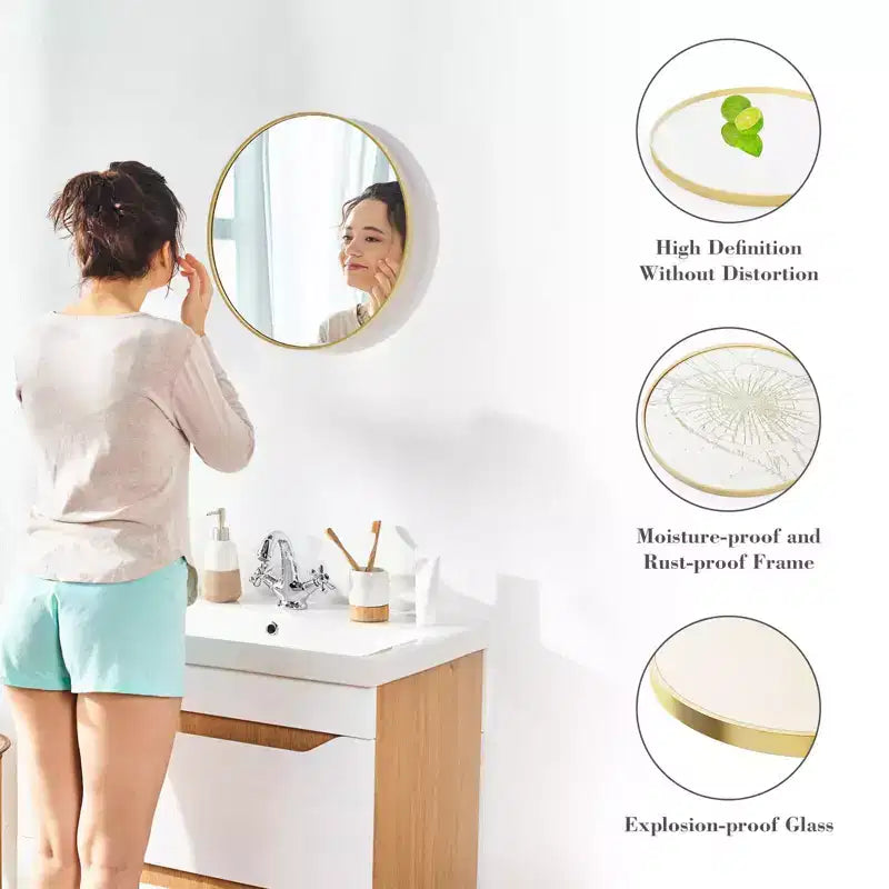 Okak 20/24/30Inch Round Bathroom Wall Mirror, Wall-Mount Vanity Mirrors for Over Sink, Circle Mirror for Bathroom, Entryway, Bedroom, Vanity