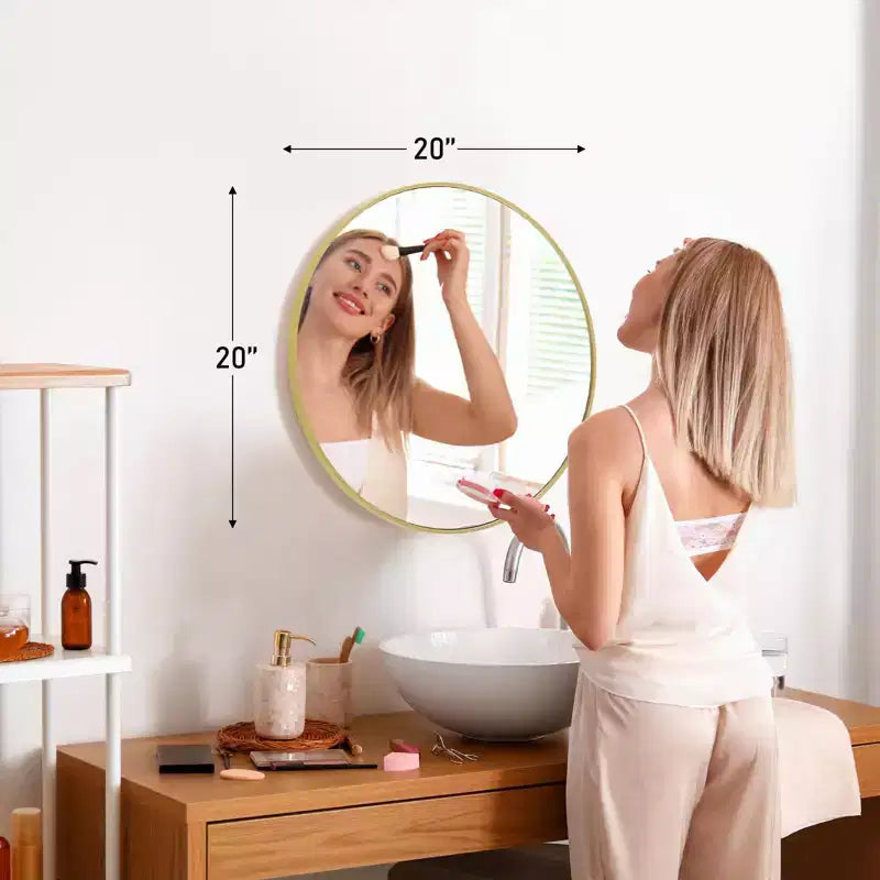 Okak 20/24/30Inch Round Bathroom Wall Mirror, Wall-Mount Vanity Mirrors for Over Sink, Circle Mirror for Bathroom, Entryway, Bedroom, Vanity