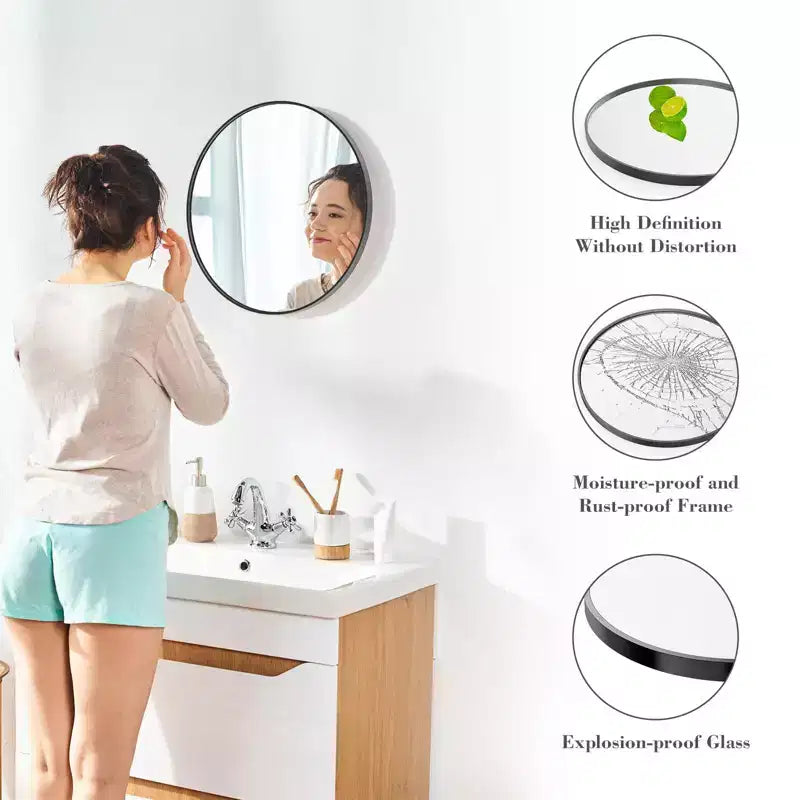 Okak 20/24/30Inch Round Bathroom Wall Mirror, Wall-Mount Vanity Mirrors for Over Sink, Circle Mirror for Bathroom, Entryway, Bedroom, Vanity