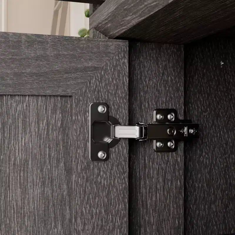 Famapy Kitchen Pantry Cabinet with Tempered Glass Doors,Glass Sideboard Buffet Table,Kitchen & Dining Room Storage Hub