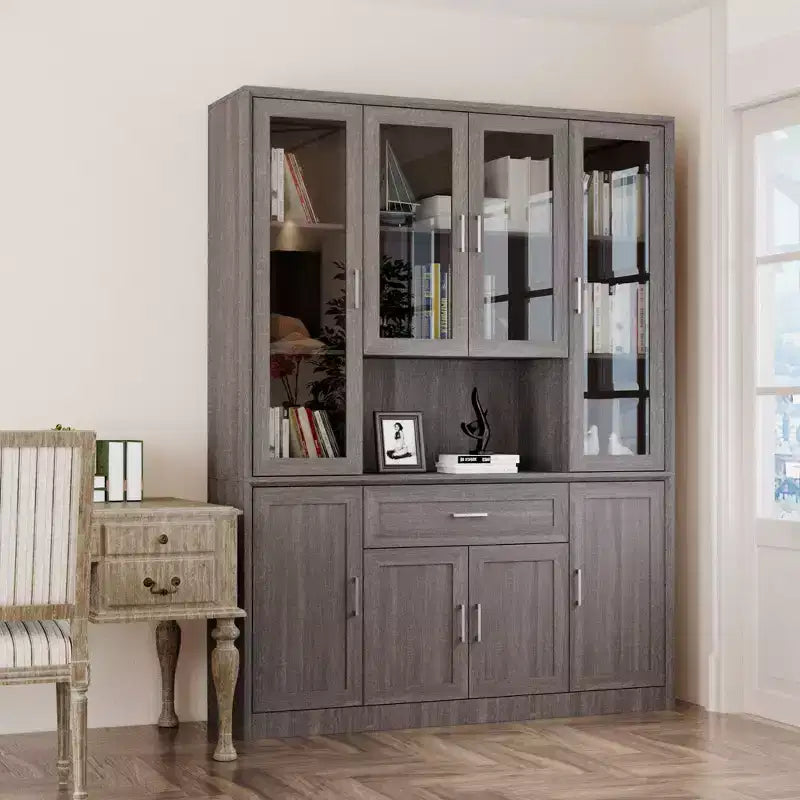 Famapy Kitchen Pantry Cabinet with Tempered Glass Doors,Glass Sideboard Buffet Table,Kitchen & Dining Room Storage Hub