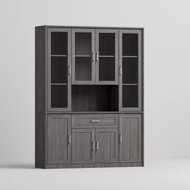Famapy Kitchen Pantry Cabinet with Tempered Glass Doors,Glass Sideboard Buffet Table,Kitchen & Dining Room Storage Hub