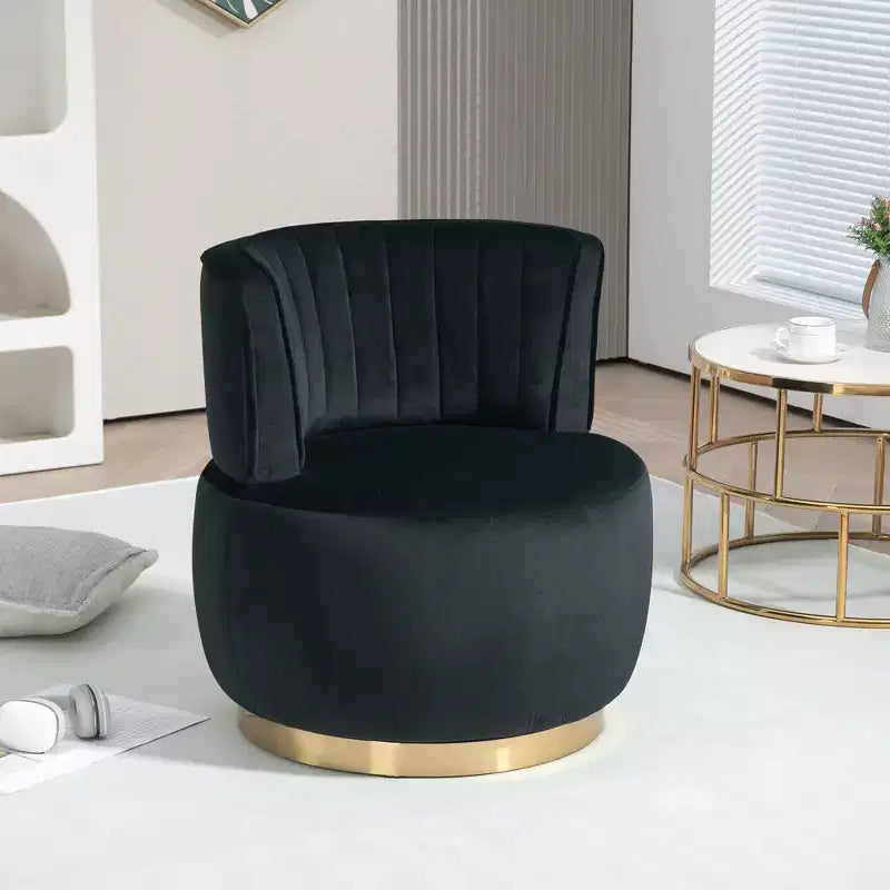 360 Swivel Accent Chair Barrel Chair Velvet Upholstered Armchair Round Cuddle Reading Chair Vanity Chair - ModernLuxe