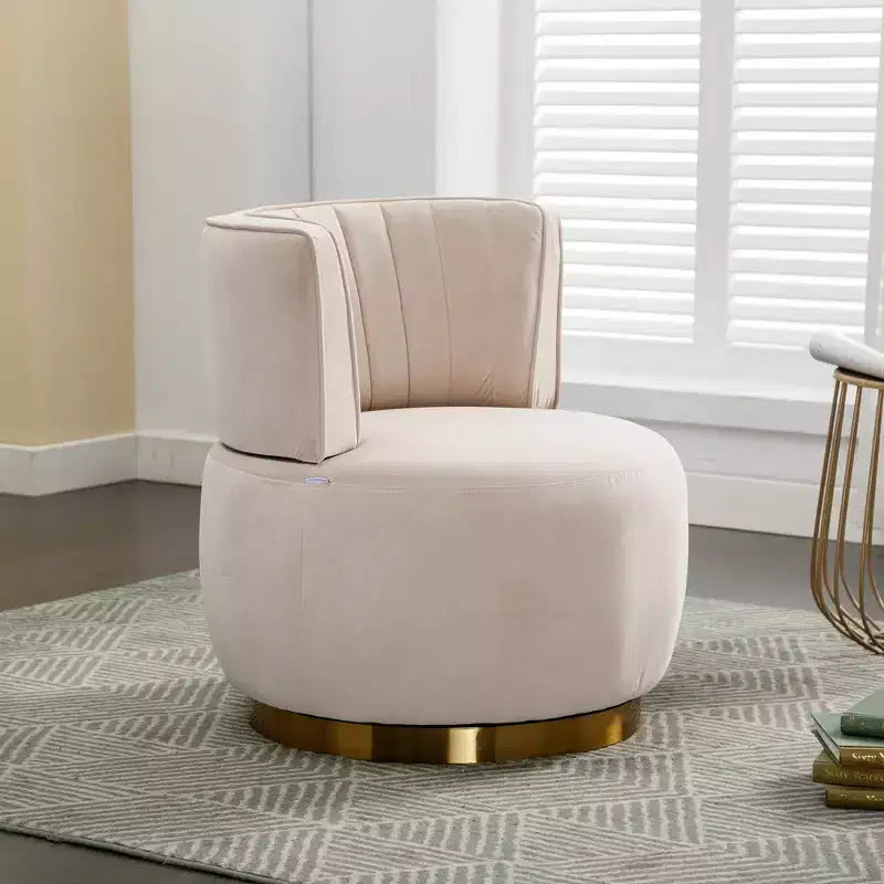 360 Swivel Accent Chair Barrel Chair Velvet Upholstered Armchair Round Cuddle Reading Chair Vanity Chair - ModernLuxe