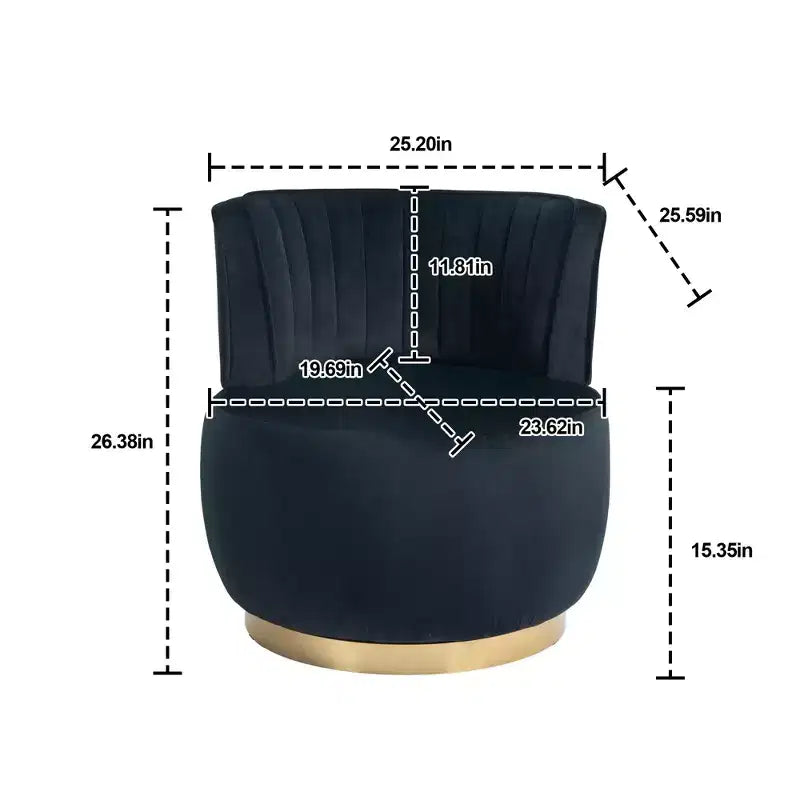 360 Swivel Accent Chair Barrel Chair Velvet Upholstered Armchair Round Cuddle Reading Chair Vanity Chair - ModernLuxe