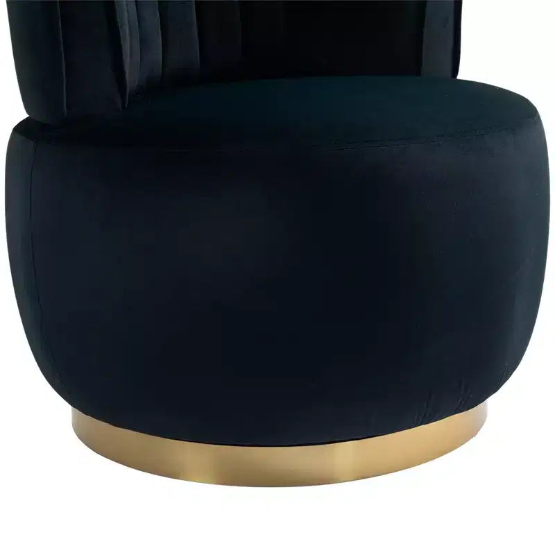360 Swivel Accent Chair Barrel Chair Velvet Upholstered Armchair Round Cuddle Reading Chair Vanity Chair - ModernLuxe