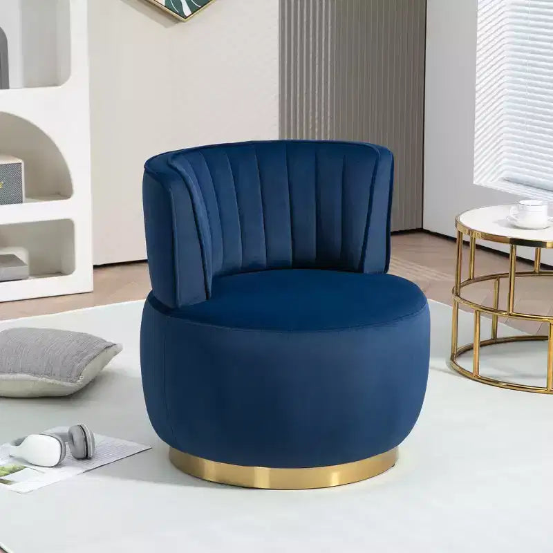 360 Swivel Accent Chair Barrel Chair Velvet Upholstered Armchair Round Cuddle Reading Chair Vanity Chair - ModernLuxe