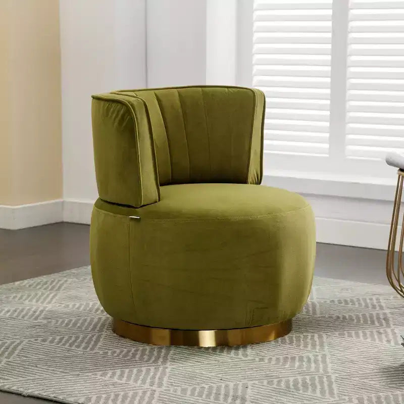 360 Swivel Accent Chair Barrel Chair Velvet Upholstered Armchair Round Cuddle Reading Chair Vanity Chair - ModernLuxe
