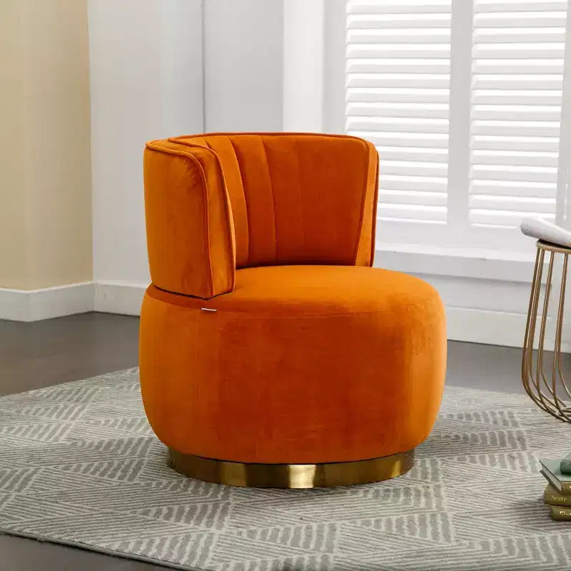 360 Swivel Accent Chair Barrel Chair Velvet Upholstered Armchair Round Cuddle Reading Chair Vanity Chair - ModernLuxe