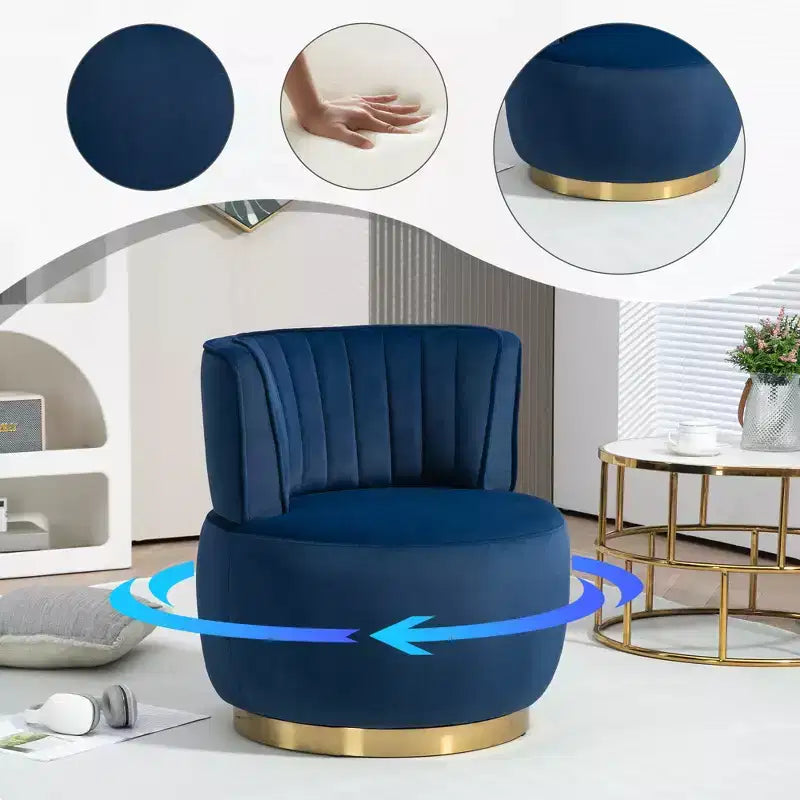 360 Swivel Accent Chair Barrel Chair Velvet Upholstered Armchair Round Cuddle Reading Chair Vanity Chair - ModernLuxe