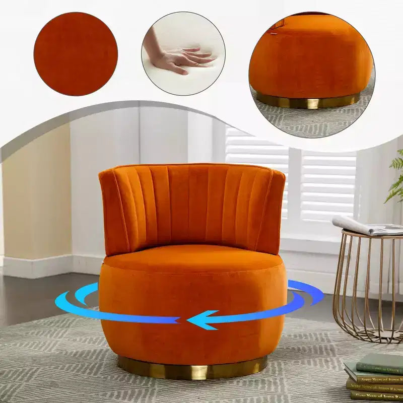 360 Swivel Accent Chair Barrel Chair Velvet Upholstered Armchair Round Cuddle Reading Chair Vanity Chair - ModernLuxe