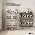Shoe Cabinet with 4 Flip Drawers,Farmhouse Freestanding Shoe Cabinet with Shelves for Entryway, Living Room, Hallway