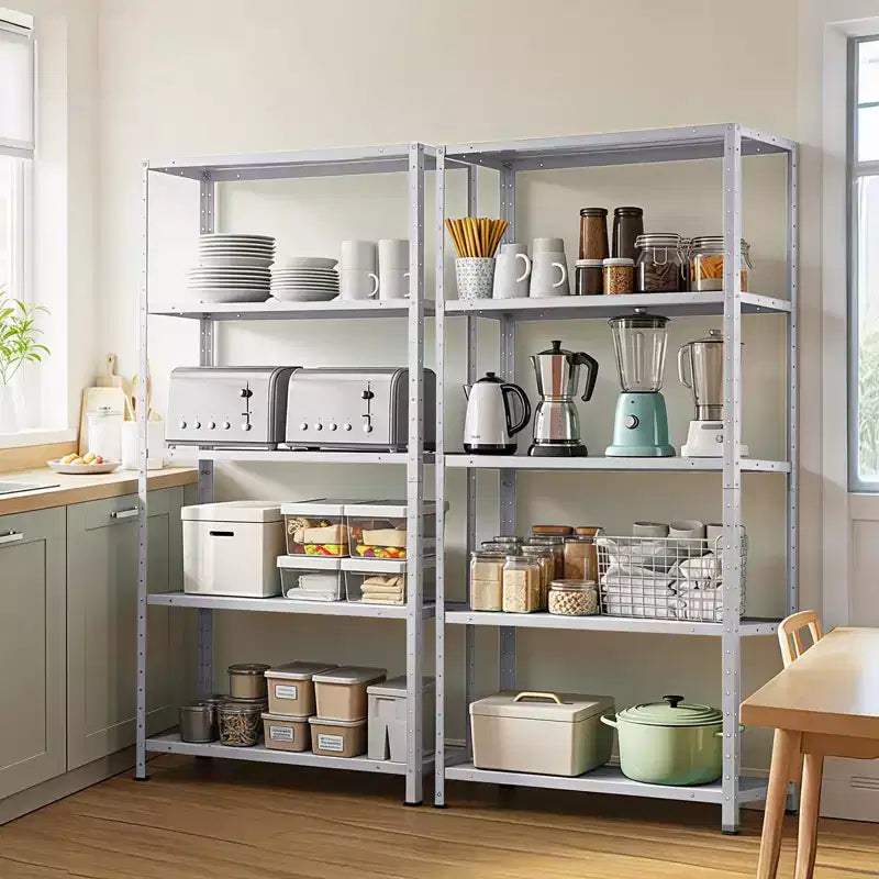 5-Shelf Shelving, Storage Shelves Metal Bookshelves for Storage, Adjustable Garage Shelving Heavy Duty Storage Rack Pantry Shelf Kitchen Shelving