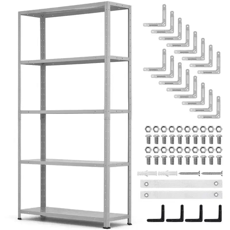5-Shelf Shelving, Storage Shelves Metal Bookshelves for Storage, Adjustable Garage Shelving Heavy Duty Storage Rack Pantry Shelf Kitchen Shelving
