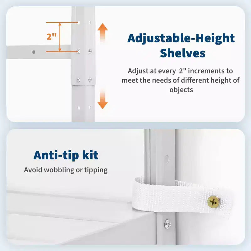 5-Shelf Shelving, Storage Shelves Metal Bookshelves for Storage, Adjustable Garage Shelving Heavy Duty Storage Rack Pantry Shelf Kitchen Shelving