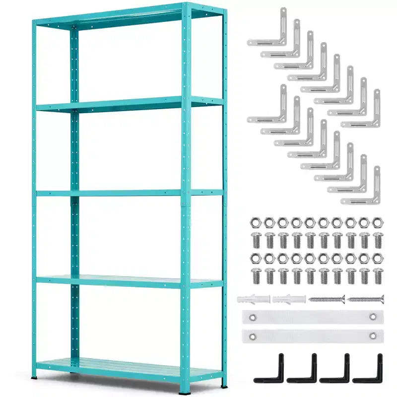 5-Shelf Shelving, Storage Shelves Metal Bookshelves for Storage, Adjustable Garage Shelving Heavy Duty Storage Rack Pantry Shelf Kitchen Shelving