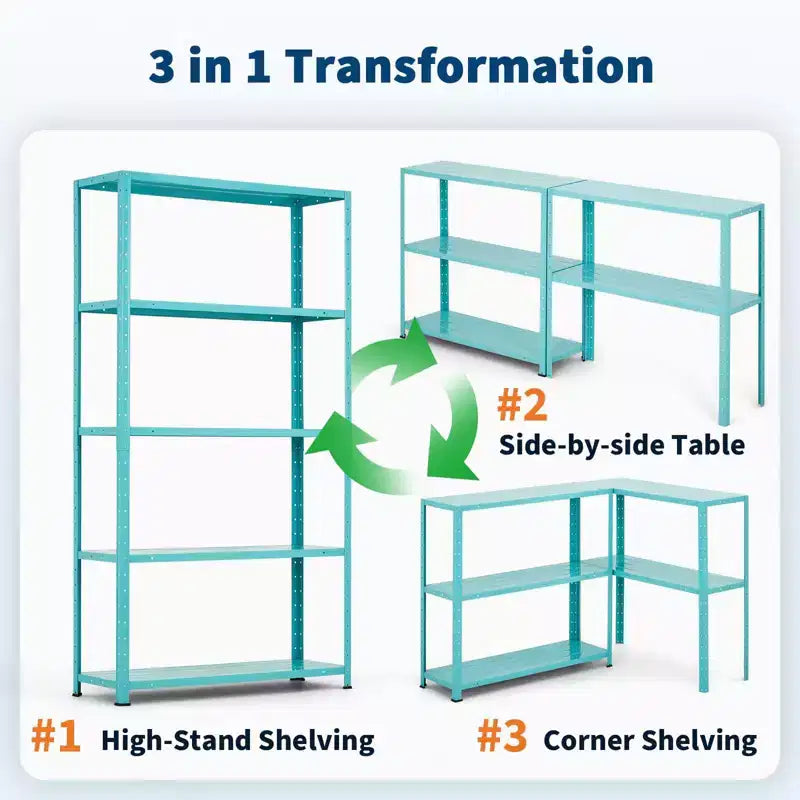 5-Shelf Shelving, Storage Shelves Metal Bookshelves for Storage, Adjustable Garage Shelving Heavy Duty Storage Rack Pantry Shelf Kitchen Shelving