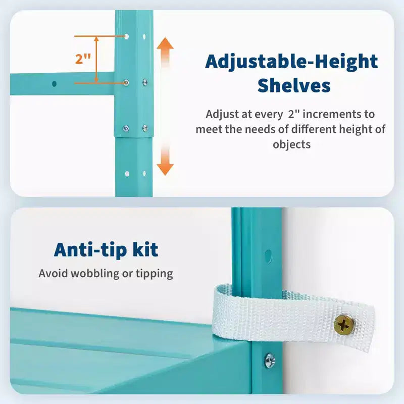 5-Shelf Shelving, Storage Shelves Metal Bookshelves for Storage, Adjustable Garage Shelving Heavy Duty Storage Rack Pantry Shelf Kitchen Shelving
