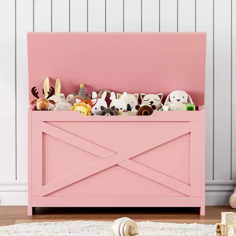 30 Inch Wooden Storage Bench with Safety Hinge, Large Shoe Storage Chest, Easy Assembly, Versatile Entryway, Living Room, and Bedroom