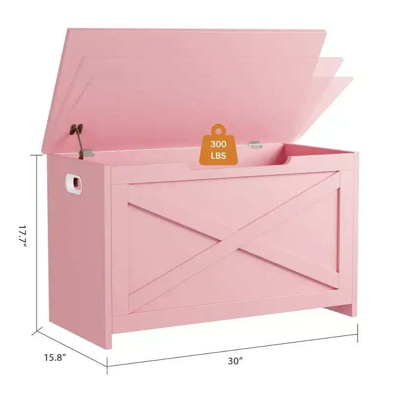 30 Inch Wooden Storage Bench with Safety Hinge, Large Shoe Storage Chest, Easy Assembly, Versatile Entryway, Living Room, and Bedroom