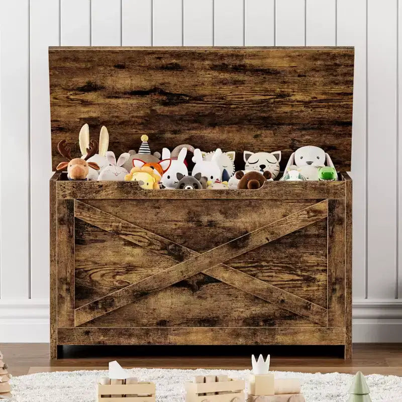 30 Inch Wooden Storage Bench with Safety Hinge, Large Shoe Storage Chest, Easy Assembly, Versatile Entryway, Living Room, and Bedroom