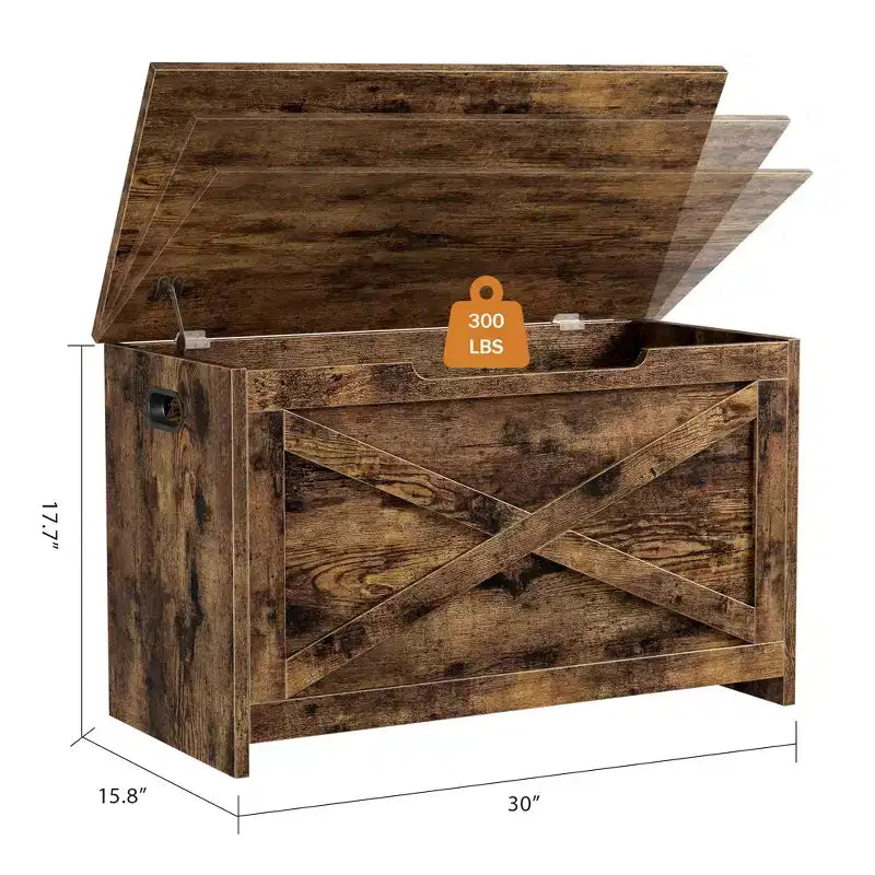 30 Inch Wooden Storage Bench with Safety Hinge, Large Shoe Storage Chest, Easy Assembly, Versatile Entryway, Living Room, and Bedroom