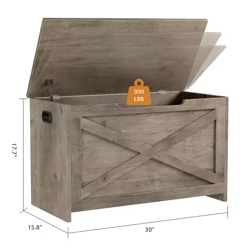 30 Inch Wooden Storage Bench with Safety Hinge, Large Shoe Storage Chest, Easy Assembly, Versatile Entryway, Living Room, and Bedroom