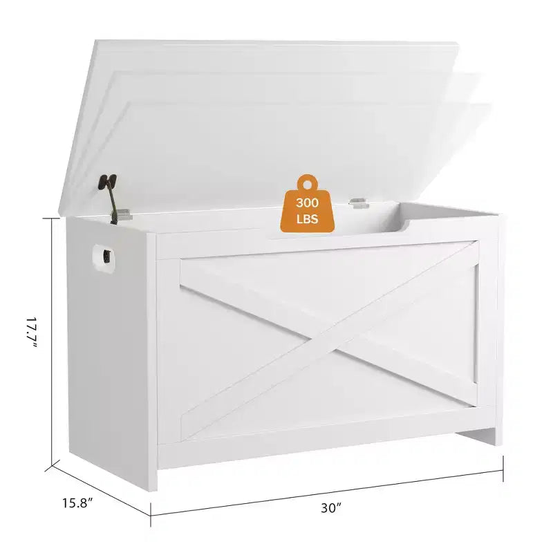30 Inch Wooden Storage Bench with Safety Hinge, Large Shoe Storage Chest, Easy Assembly, Versatile Entryway, Living Room, and Bedroom