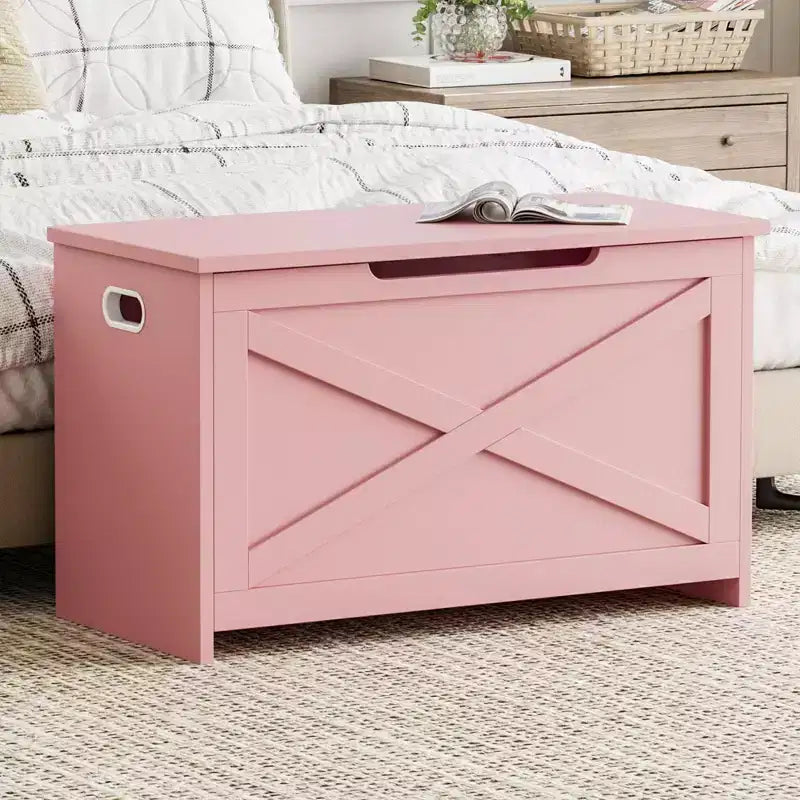 30 Inch Wooden Storage Bench with Safety Hinge, Large Shoe Storage Chest, Easy Assembly, Versatile Entryway, Living Room, and Bedroom
