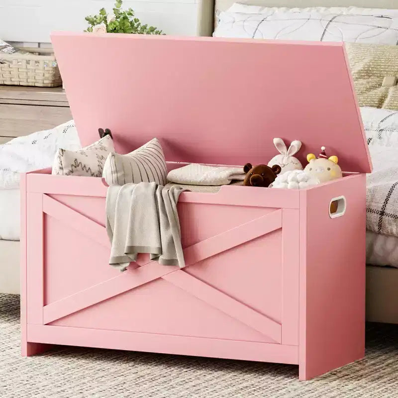 30 Inch Wooden Storage Bench with Safety Hinge, Large Shoe Storage Chest, Easy Assembly, Versatile Entryway, Living Room, and Bedroom