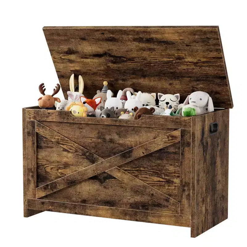 30 Inch Wooden Storage Bench with Safety Hinge, Large Shoe Storage Chest, Easy Assembly, Versatile Entryway, Living Room, and Bedroom