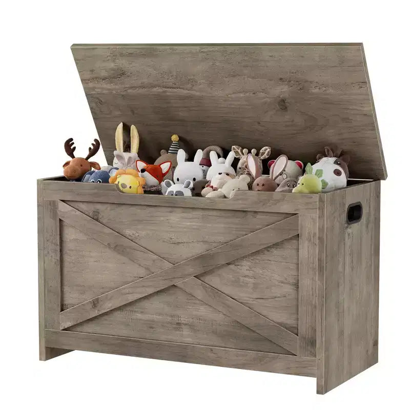 30 Inch Wooden Storage Bench with Safety Hinge, Large Shoe Storage Chest, Easy Assembly, Versatile Entryway, Living Room, and Bedroom