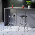 2pc Summit Swivel Stools Metal with Faux Leather Barstools Black - Winsome: Fixed Height, Round Seat, Retro Style