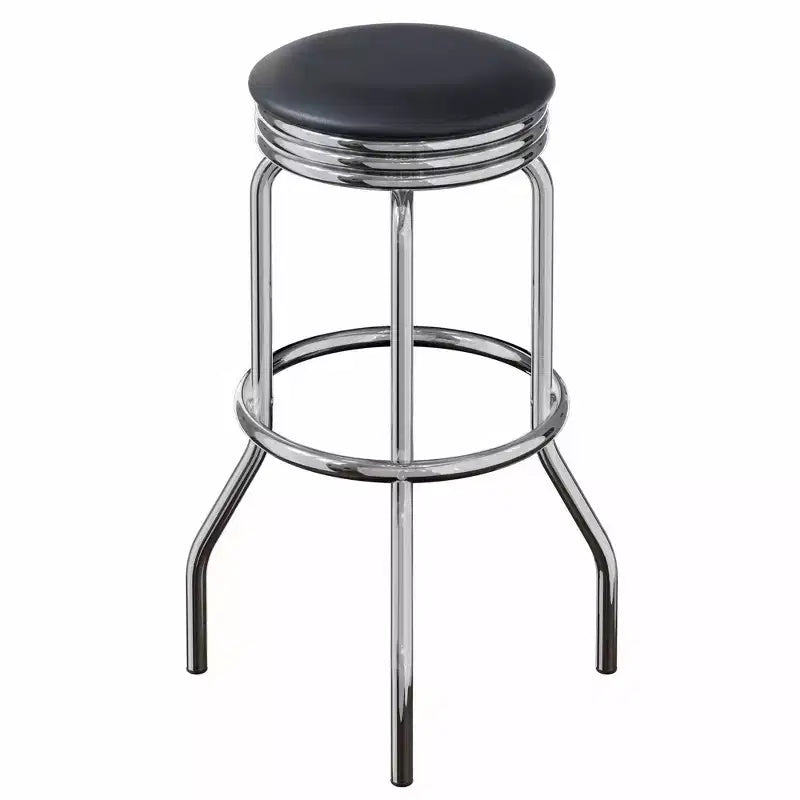 2pc Summit Swivel Stools Metal with Faux Leather Barstools Black - Winsome: Fixed Height, Round Seat, Retro Style