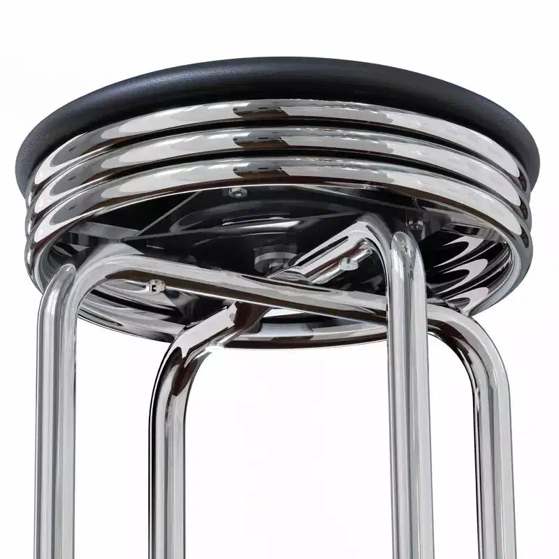 2pc Summit Swivel Stools Metal with Faux Leather Barstools Black - Winsome: Fixed Height, Round Seat, Retro Style