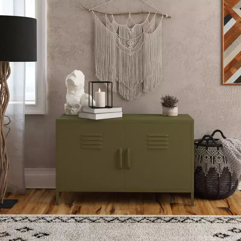 RealRooms Shadwick 2 Door Metal Locker Accent Cabinet