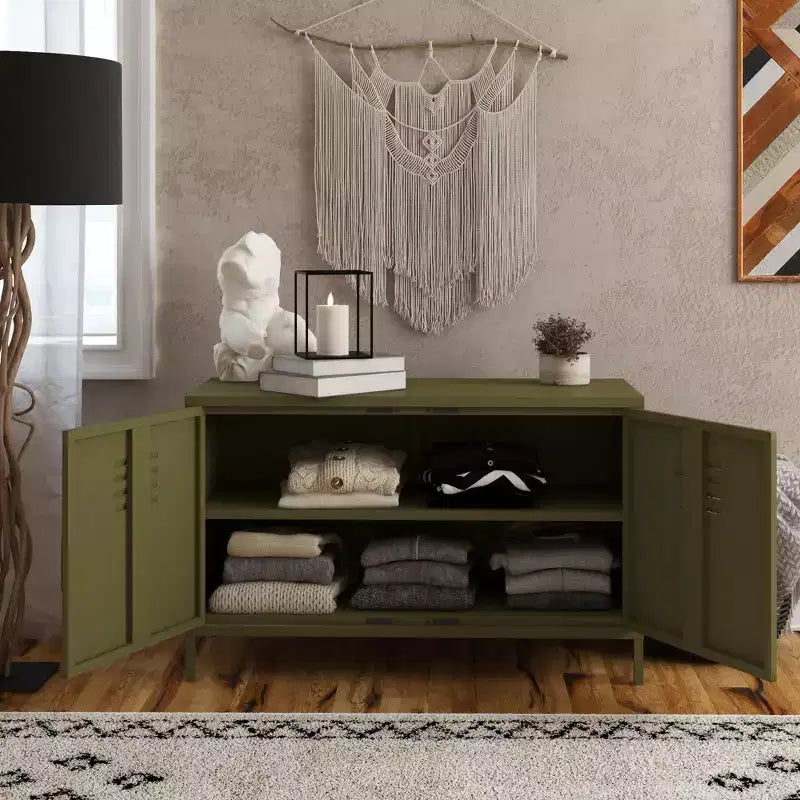 RealRooms Shadwick 2 Door Metal Locker Accent Cabinet